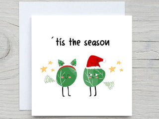 Personalised Christmas card, Merry christmas card, funny christmas card , tis the season card, Brussel Sprouts card, Funny Holiday card