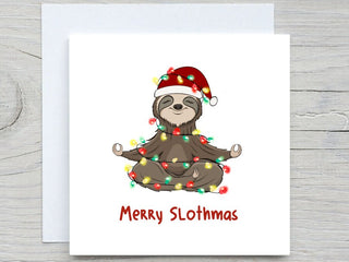 Christmas Card, Custom Christmas card, Sloth Christmas card ,Merry Slothmas Card, Christmas gift card, Holiday gift