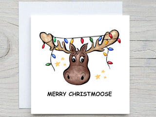 Christmas Card, Custom Christmas card, Reindeer Christmas card ,Moose Card, Christmas gift card, Holiday gift