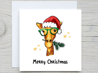 Christmas Card, Christmas card, Cute Christmas card ,Giraffe card, Christmas gift card, Holiday gift, Funny christmas gift