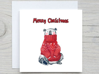 Personalised Christmas card, Christmas Polar bear card, Holidays card, personalized card, Happy Holidays card, Merry Christmas card