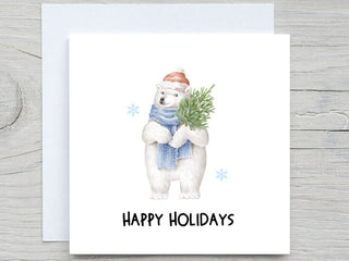 Personalised Christmas card, Christmas Polar bear card, Holidays card, personalized card, Happy Holidays card
