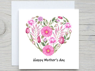 mothers day card, watercolor Heart, Heart card, for mom, to Mom, from son, from daughter, from husband card, dia de la madre