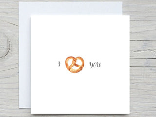 Valentines Day Card, Pretzel Love Card,  Valentine's Card, Romantic Card, Valentine's Gift, Valentines gift, for partner, i  love you