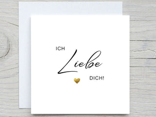 Valentines Day Card, Love greeting card, I love you Card, Romantic Card, German I Love You Card