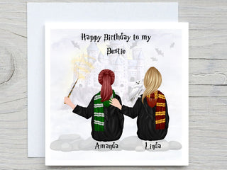Girls Wizard Birthday Card, Handmade Personalised Sister HP card, Add name age, personalise Hair card, wizard birthday card, for daughter