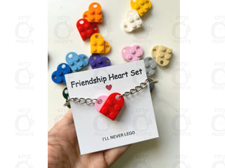 Heart Keychain Set, Personalised Lego keychain, Matching keychains, Gift Set for Couples, Best Friends, never lego gift, friendship gift