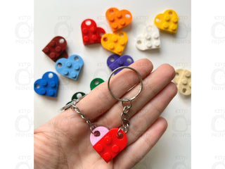 Heart Keychain Set, Personalised Lego keychain, Matching keychains, Gift Set for Couples, Best Friends, never lego gift, friendship gift