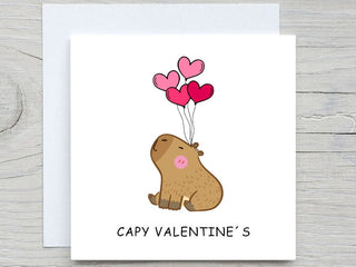 Valentines Day Card, Cute Capybara Valentine's Card, Romantic Card, Valentine's Gift, Capy valentines
