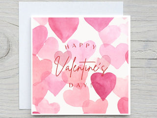 Happy Valentines day Card, I love you, Watercolor Hearts card, Valentine's Day Card, romantic card, i love you card, valentines day card