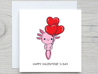 Valentines Day Card, Cute Axolotl Valentine's Card, Romantic Card, Valentine's Gift, ROMANTIC CARD