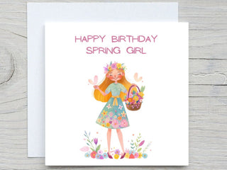 Personalised Birthday card, Spring girl card, Spring Birthday card, for best friend, for daughter, sisters birthday, born in Spring