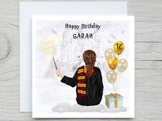 Girls Wizard Birthday Card