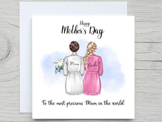 Mother's Day Card Handmade & Personalised Mummy / Mom/ With love card Personalized Mothers day Gift, from Daughter card, add name and hair