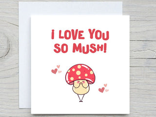 Anniversary Card, I love you so mush, romantic card, love card, to husband, to wife, to partner, mushroom, anniversary gift, valentine card