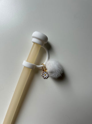 White Minimalist Stanley Accessory Straw Cap, Stanley Topper,Stanley Accessories Straw Cover ,Custom Pom Pom Simple Cup Straw tumbler