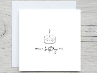 Birthday Card, Cute card, Happy Birthday card, Make a Birthday Wish card,  for friend card, cake candle card, minimalist birthday card