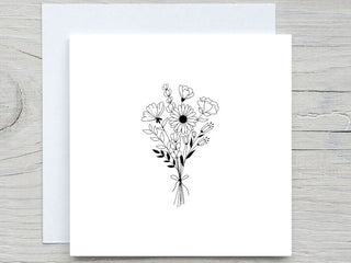 Flower Bouquet Card, Birthday greeting card, Floral Card, Cute Birthday card, flower birthday card, botanical flowers card, simple card