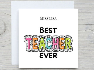 Best Teacher Card, Teacher card, Amazing Teacher card, School card, Best teacher, teacher gift, from student, custom teacher gift