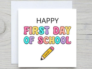 Personalised Back to School Card, New School Good Luck, Back To School Card, Good luck, Happy first day of school,