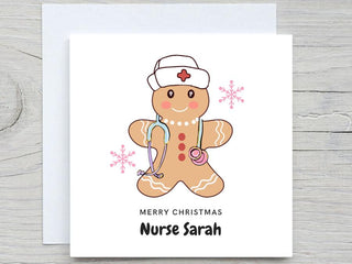 Personalised Christmas card, Holiday card, card for nurse, card for doctor, merry christmas nurse  card, for doctor, from patient card