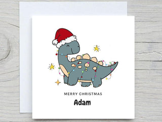 Personalised Christmas card, Merry christmas,Dinosaur Christmas Trees card,  Christmas gift for son, for grandson, merry christmas card