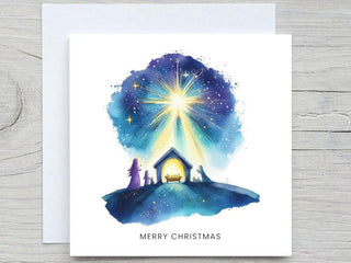 Personalised Christmas card, Merry christmas,Holly Night Christmas Trees card,  Nativity greeting card, merry christmas card