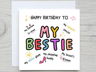 Custom Birthday card for Bestie, my happy place, Best friend card, bestie birthday, my crime partner, my best friend card, bestie gift