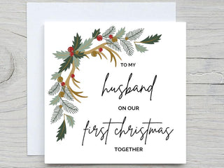 Romantic Christmas Card , To Husband card, First Christmas Together card, Christmas Card, from Wife Christmas Card, first Christmas card