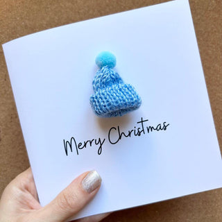 Wool Winter Hat Greeting card, Personalised Christmas card, Merry christmas card, beanie Greeting card, Custom Christmas Gift,