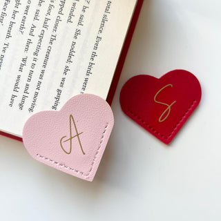 Valentines Gift, Custom Heart shape Leather Bookmark  - Personalised Letter Bookmarks - Reading Gift, for Book Lovers, Valentines day gift