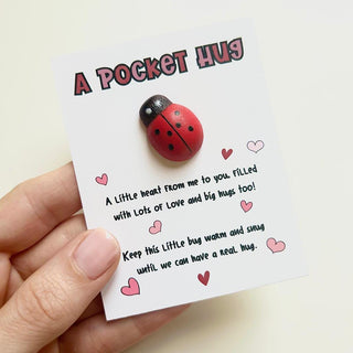 Valentines day Pocket Hug, Postal Hug, Long distance gift, Cute Ladybug , Romantic postal gift, birthday gift, pocket gift, hug gift