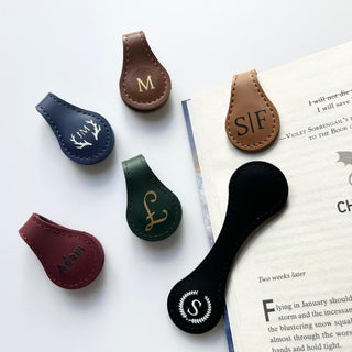 Custom Magnettic Bookmark for him - Personalised Name PU Leather Bookmarks - Fathers day gift,