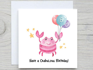 Crab Birthday Card, Custom Birthday card, Crab birthday card, Happy Birthday card, Cute card, birthday gift