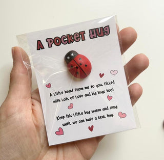 Valentines day Pocket Hug, Postal Hug, Long distance gift, Cute Ladybug , Romantic postal gift, birthday gift, pocket gift, hug gift