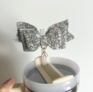 Custom Stanley Straw Bow, Stanley Accessory, Personalised Stanley Accessories, Glitter Bow for Tumbler, Stanley Cup Bow, Glittery Bow