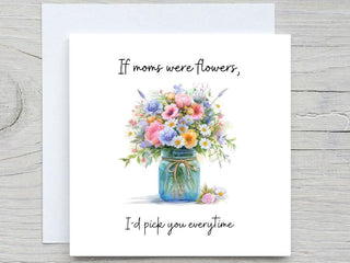 Personalised mothers day card, mothers day card, Floral card, card for mom, from daughter card, floral card for mom, Moms birthday card