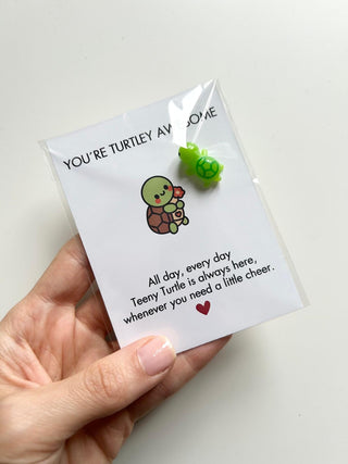 Pocket Hug , Postal Hug, Long distance gift, Cute turtle card, miss you gift, love you gift, turtley awesome, birthday gift, pocket gift