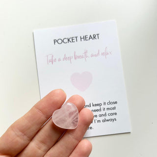 Pocket Hug , Postal Hug, Long distance gift, Rose Quartz Crystal Heart , miss you gift, healing crystal gift, birthday gift, pocket gift
