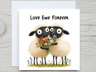 Personalised anniversary card for PARTNER, Funny Sheep card , Love Ewe Forever, Cute Anniversary card