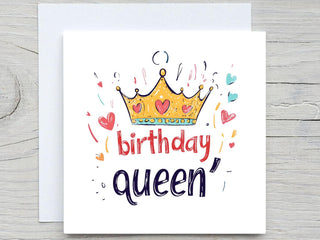 Birthday queen card, Glam Birthday CARD, Tiara Card,  Bestie birthday Gift, for Diva Birthday, personalised Gift, for her, Custom Birthday