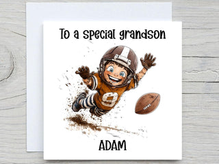 Birthday card for Grandson, Football card , From Grandma, Custom Card for Son, son's Birthday, Grandson's Birthday, American Football card