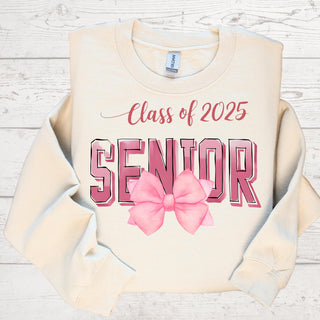 Class of 2025 Senior T-Shirt  Cute Pink Bow Graduation Tee  Senior Girl T-Shirt  Trendy Class Shirt  High School Grad Gift Tee