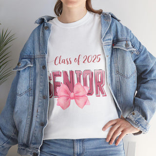 Class of 2025 Senior T-Shirt  Cute Pink Bow Graduation Tee  Senior Girl T-Shirt  Trendy Class Shirt  High School Grad Gift Tee