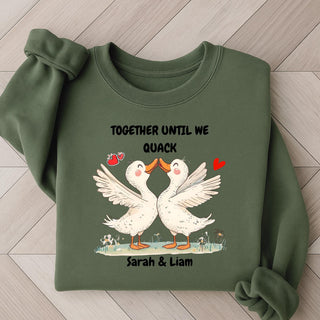 Custom Duck Tshirt, Personalised Name Tee, Until we Quack, Gift for Girlfriend, Anniversary Gift, Valentin Gift sweatshirt, Duck Lover Gift