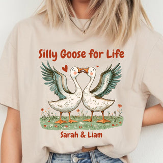 Custom Goose Tshirt, Personalised Name Tee, Silly goose for life, Gift for Girlfriend, Anniversary Gift, , Goose Lover Gift