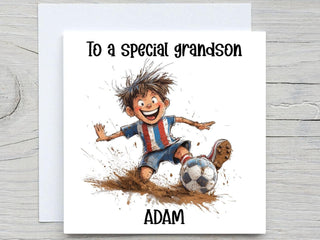 Birthday card for Grandson, Football card , From Grandma, Custom Card for Son, son's Birthday, Grandson's Birthday, Soccer card